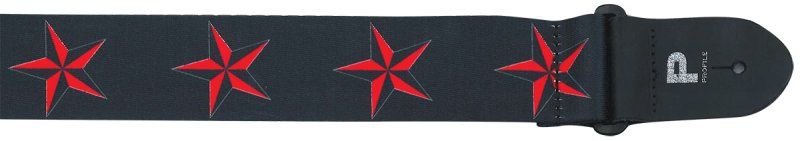 Deluxe Nylon Guitar Strap with Leather Ends, Red Star | 513822