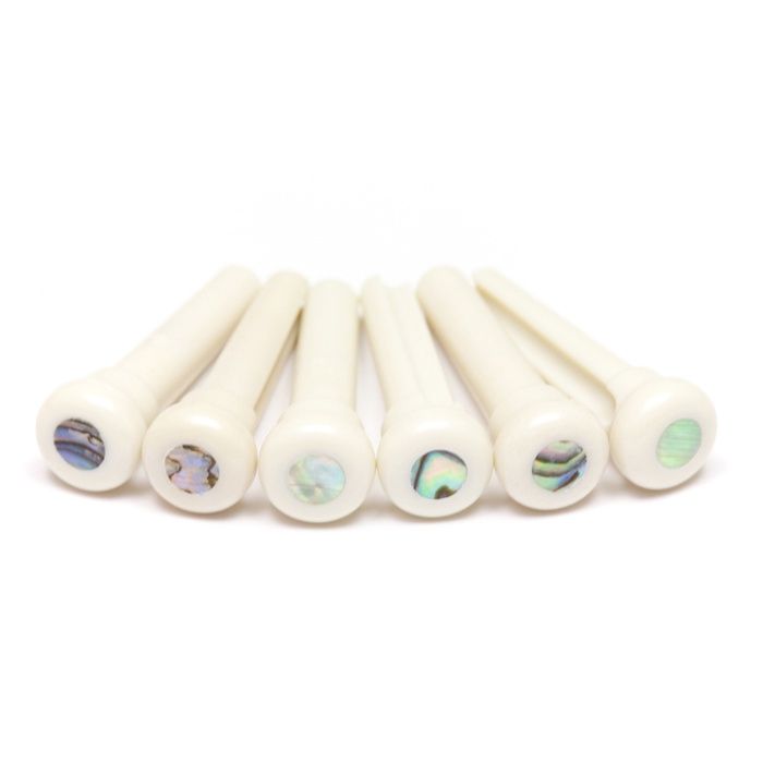 TUSQ Presentation Style Bridge Pins White With Paua Shell Inlay | 257156