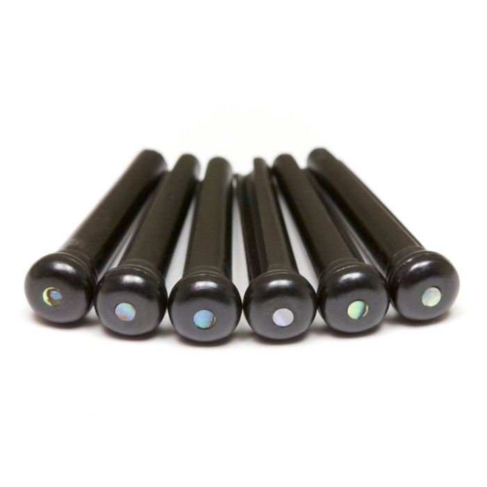 TUSQ Traditional Style Bridge Pins Black With Paua Shell Inlay | 257158