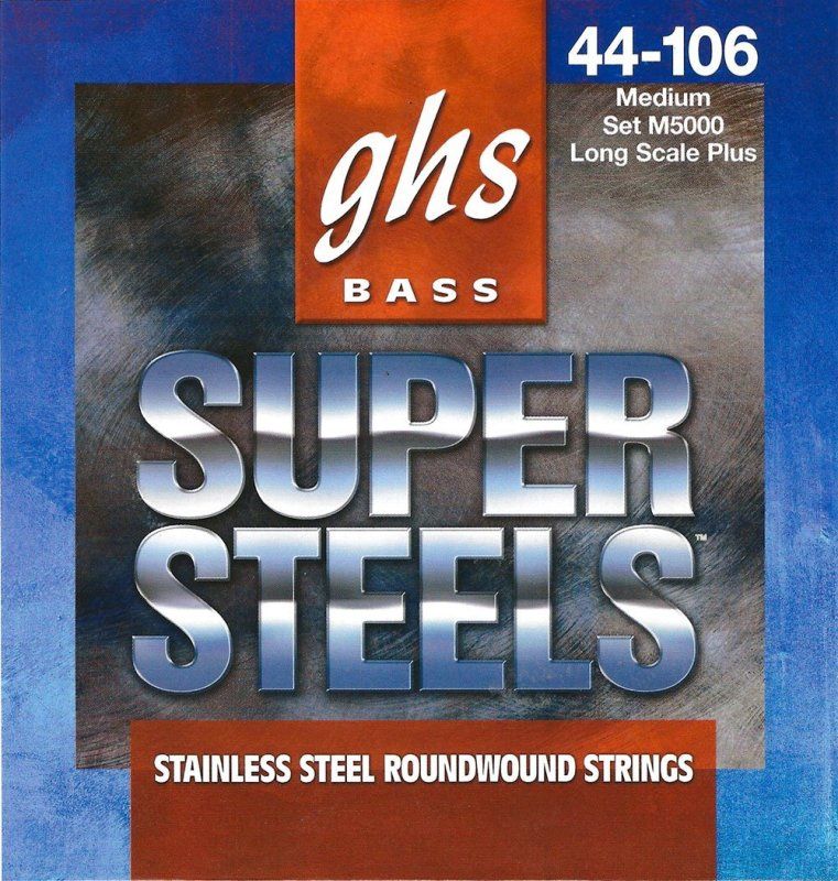 Super Steels Roundwound Stainless Steel Bass Guitar Strings - Medium 44-106 | 38595