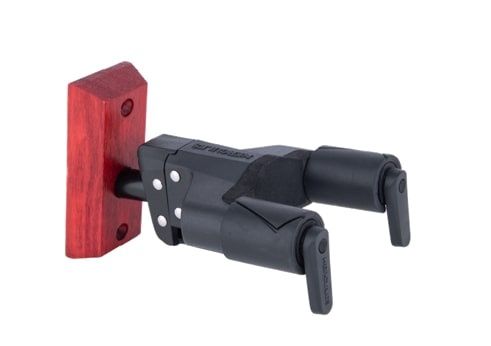 Auto Grip Universal Guitar Hanger For Wall Mounting With Burgundy Red Wood Base, Short Arm | 543464