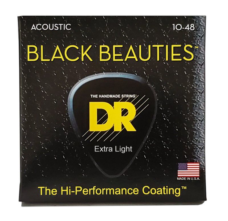 Black Beauties Coated Acoustic Guitar Strings, Extra Light (10-48) | 534818