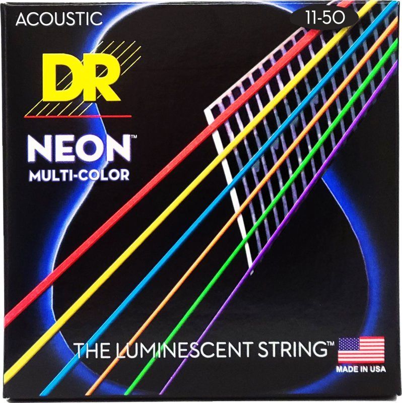 Neon Multi-color Coated Acoustic Guitar String, Custom Light (11-50) | 534835