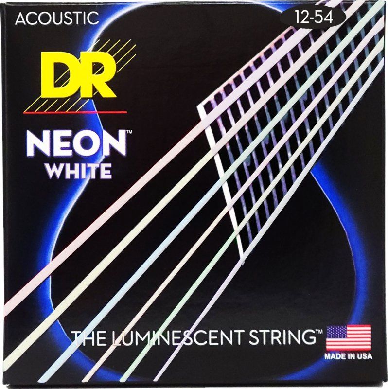Neon White Coated Acoustic Guitar Strings, Light (12-54) | 534842