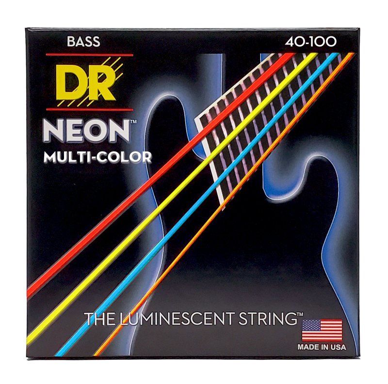 Neon Multi-color Coated Bass Strings, Light (40-100) | 534906