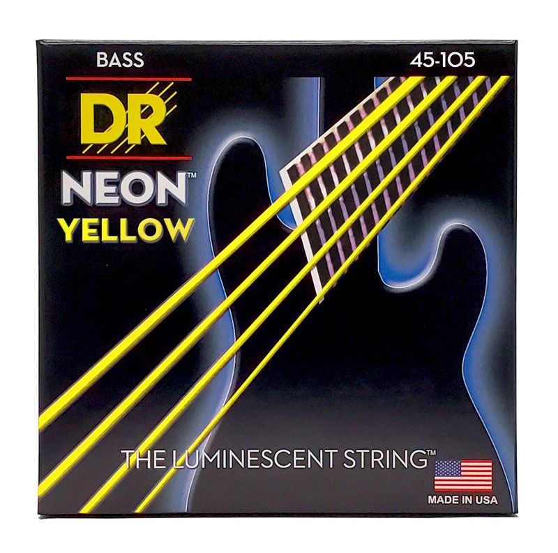 Neon Yellow Coated Bass Strings, Medium (45-105) | 534922