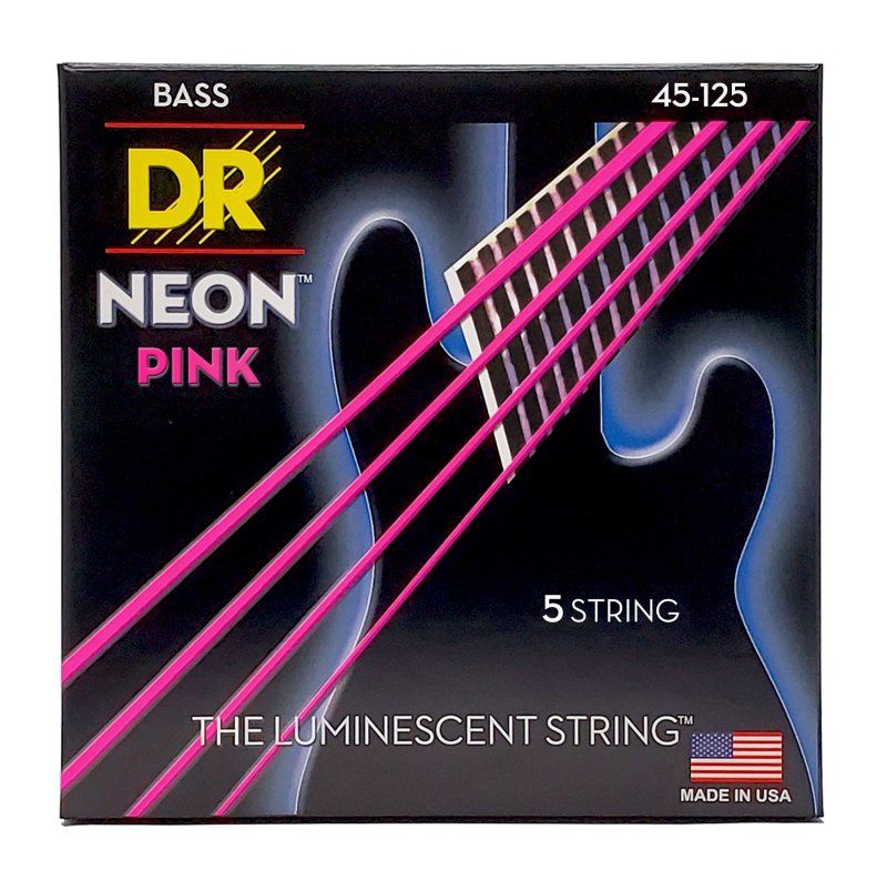 Neon Pink Coated 5-String Bass Strings, Medium (45-125) | 534914