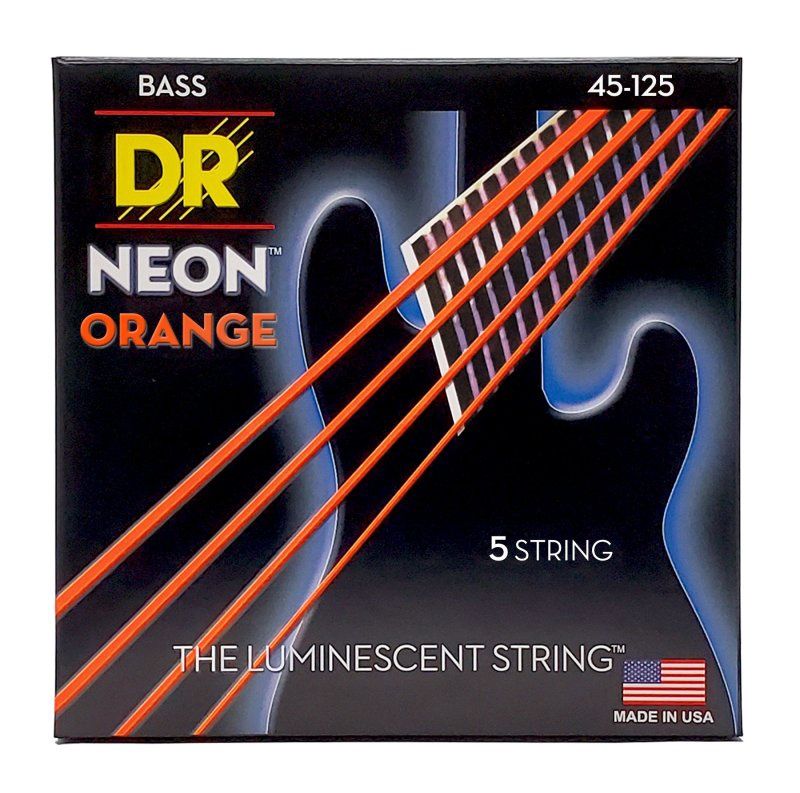 Neon Orange Coated 5-String Bass Strings, Medium (45-125) | 534910