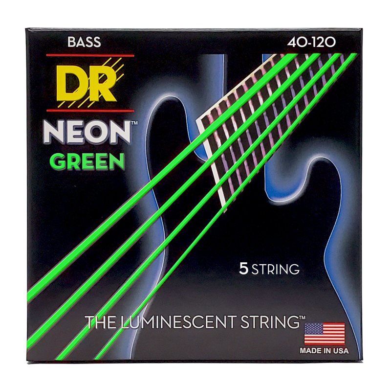 Neon Green Coated 5-String Bass Strings, Light (40-120) | 534904