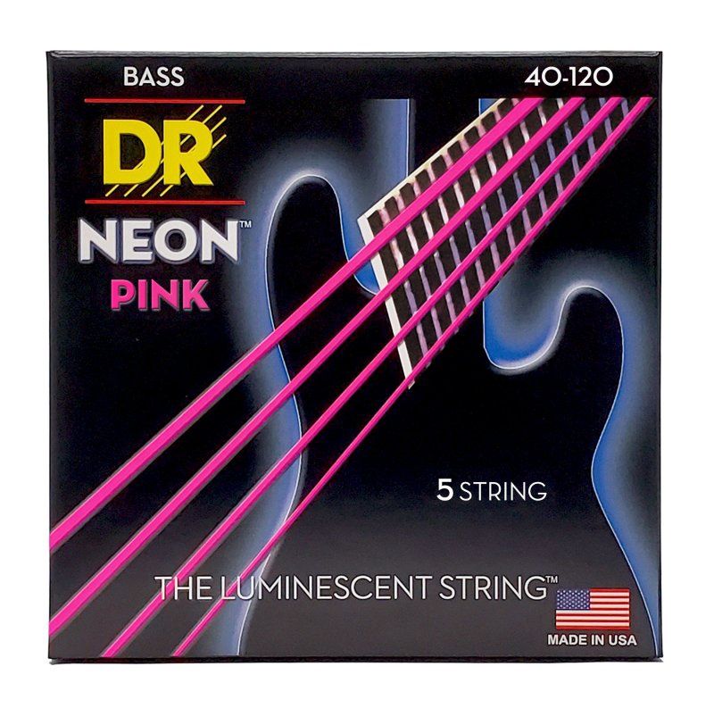 Neon Pink Coated 5-String Bass Strings, Light (40-120) | 534913