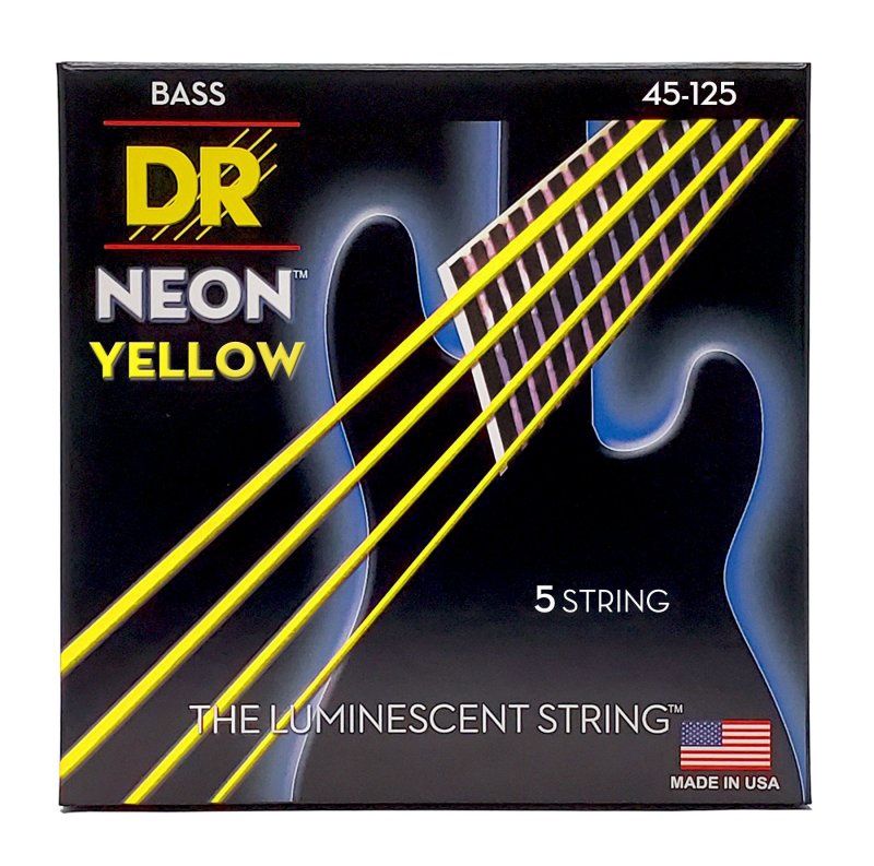 Neon Yellow Coated 5-String Bass Strings, Medium (45-125) | 534923