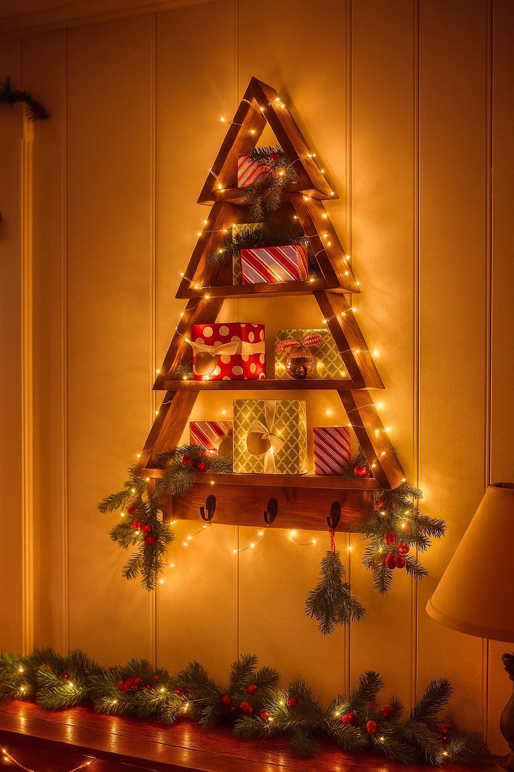 Дрвена елка полица