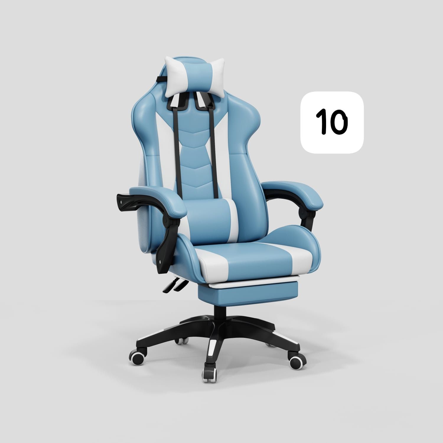 Office Leather Chair (White &amp; Sky Blue)