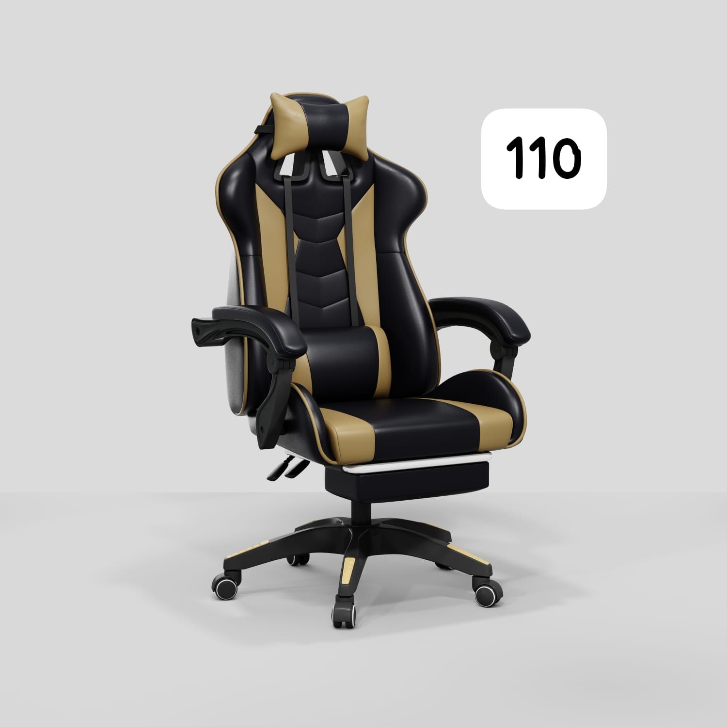 Office Leather Chair (Gold&amp; Black)