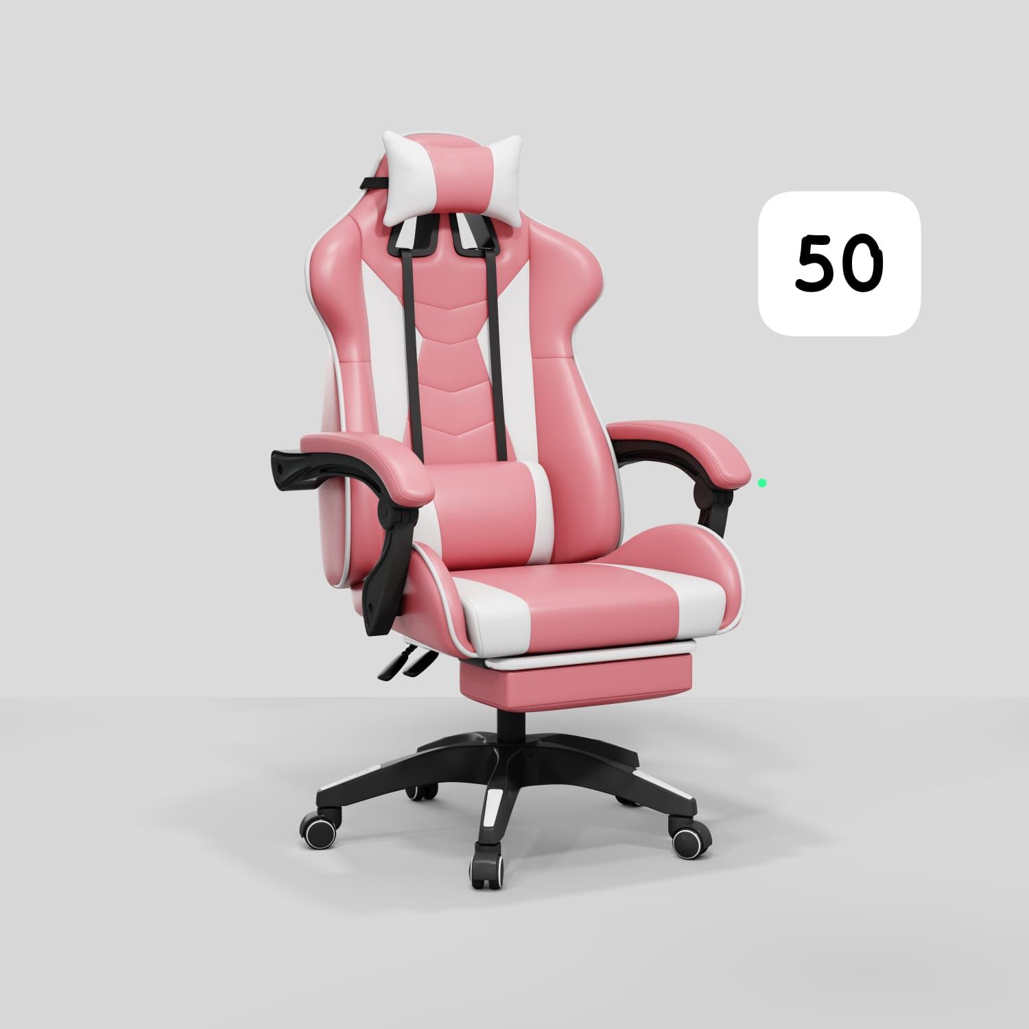 Office Leather Chair (Pink &amp; White)