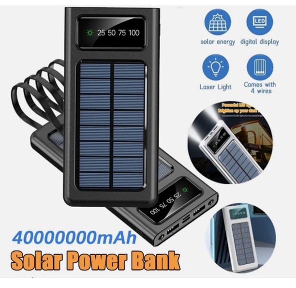 2025 Super 40000000mAh 4 USB Portable Charger Solar Power Bank For Cell Phone