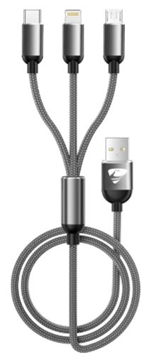 BestDW Chargers for Multiple Devices. 3 in 1 Multi Fast Charging Cord Nylon Braided USB Cable Adapter IP/Type C/Micro USB Port for Cell Phones Tablets Samsung Galaxy PS &amp; More