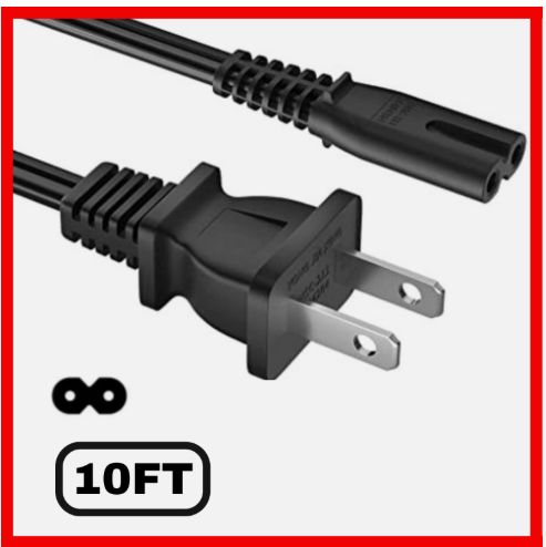 2 Prong Power Cord 3FT 5FT 10FT Standard 2-Slot Power Cable