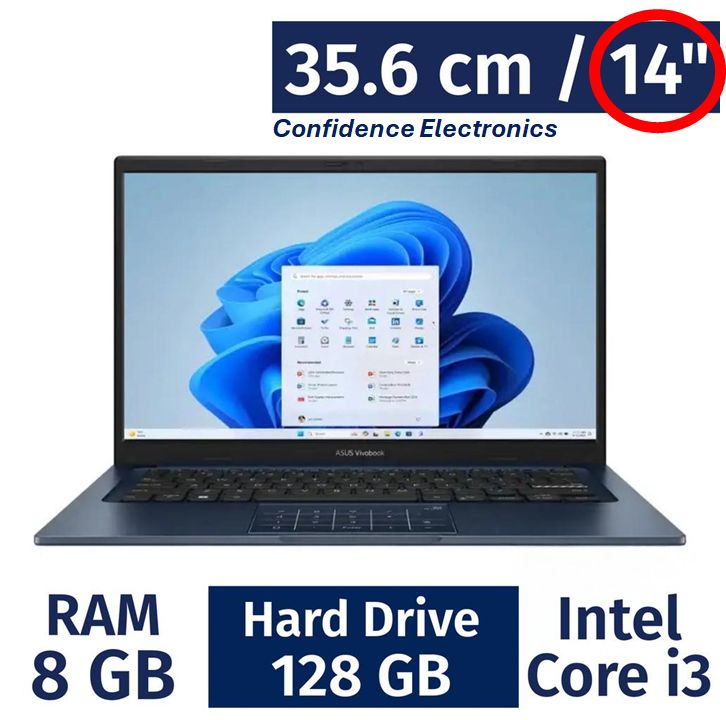 ASUS Vivobook 14" Laptop Win 11 Intel Core i3-1115G4 3GHZ 128GB SSD 8GB RAM