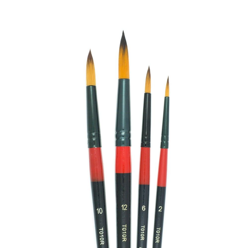 Juego Pincel De Nylon Redondo X 4