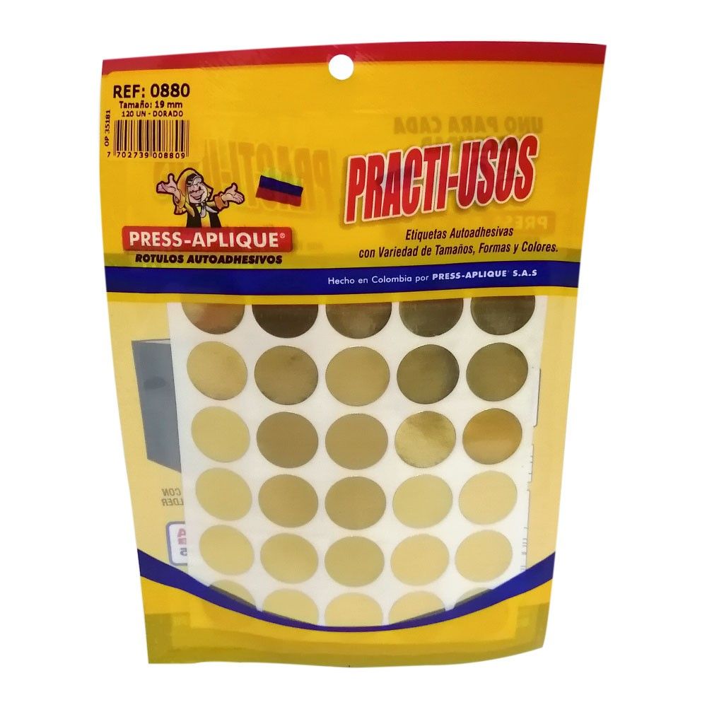 Rótulos Press-Aplique Dorado R-0880 19mm