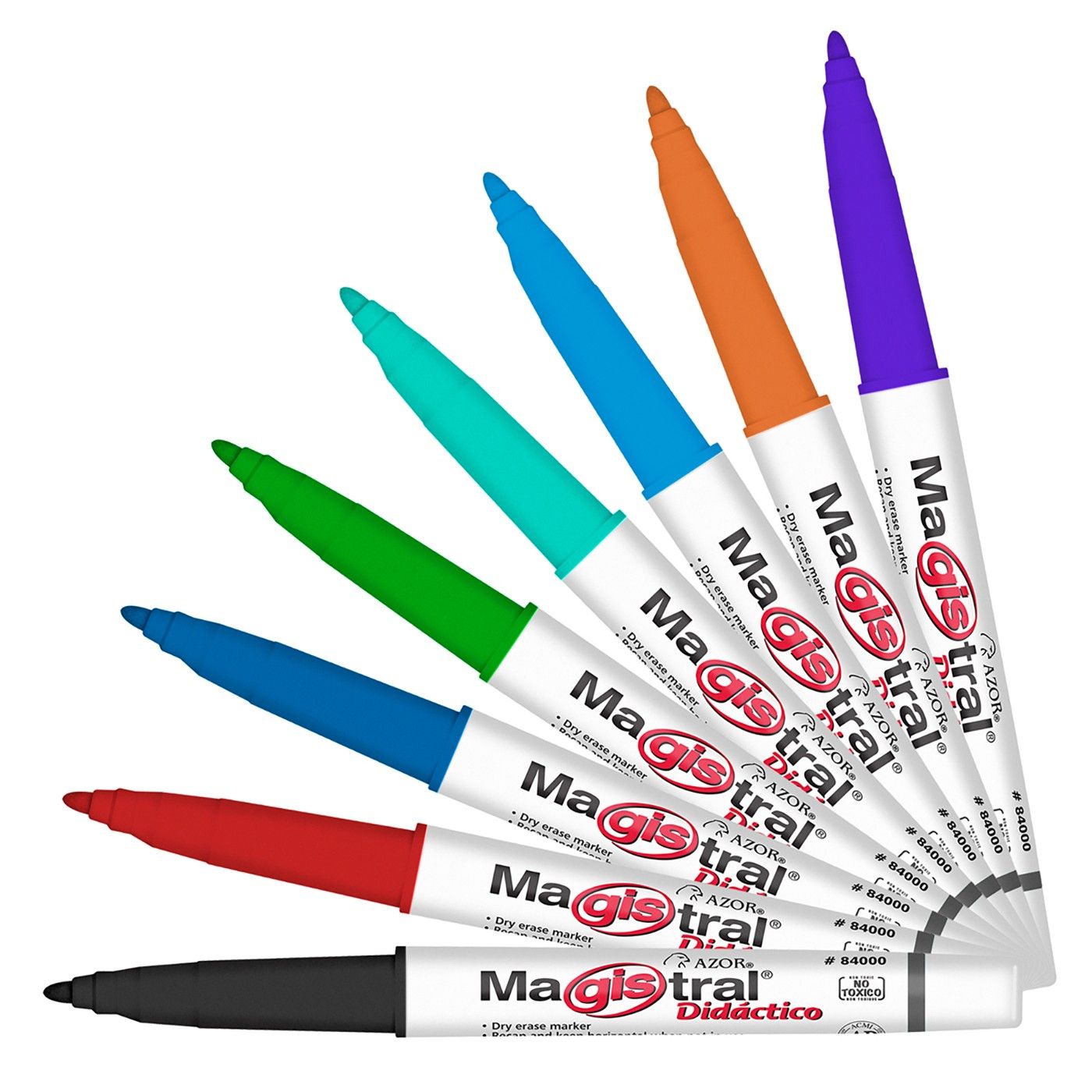Marcador Borrable Para Tablero Azor Punta Fina X8 Und Surtidas