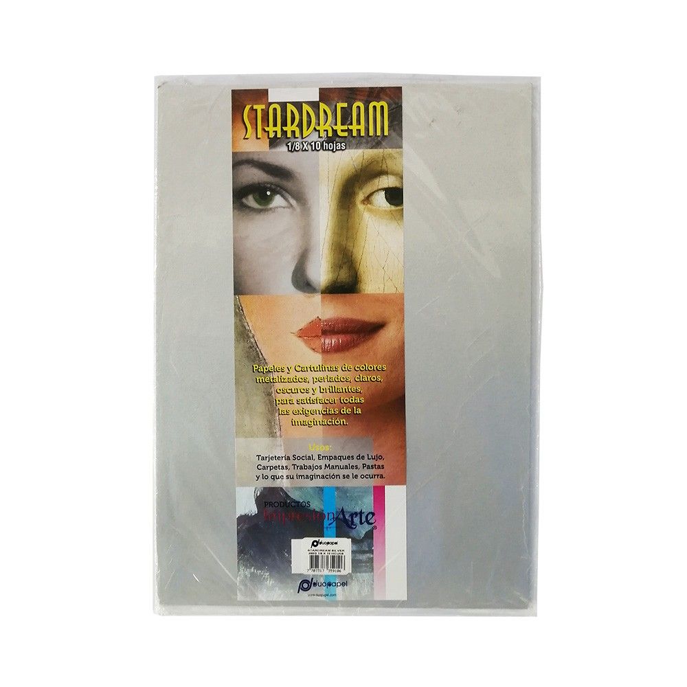 Cartulina Stard Silver Tamaño 1/8 x10 285gr