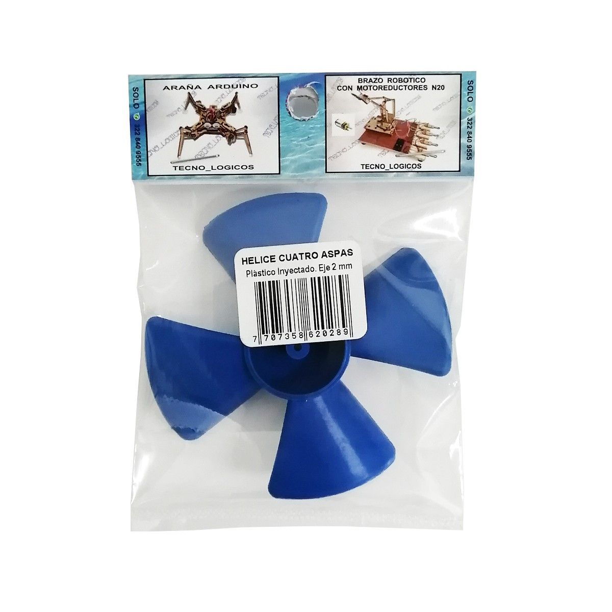 Helice Plastica de Cuatro Aspas - Eje 2mm