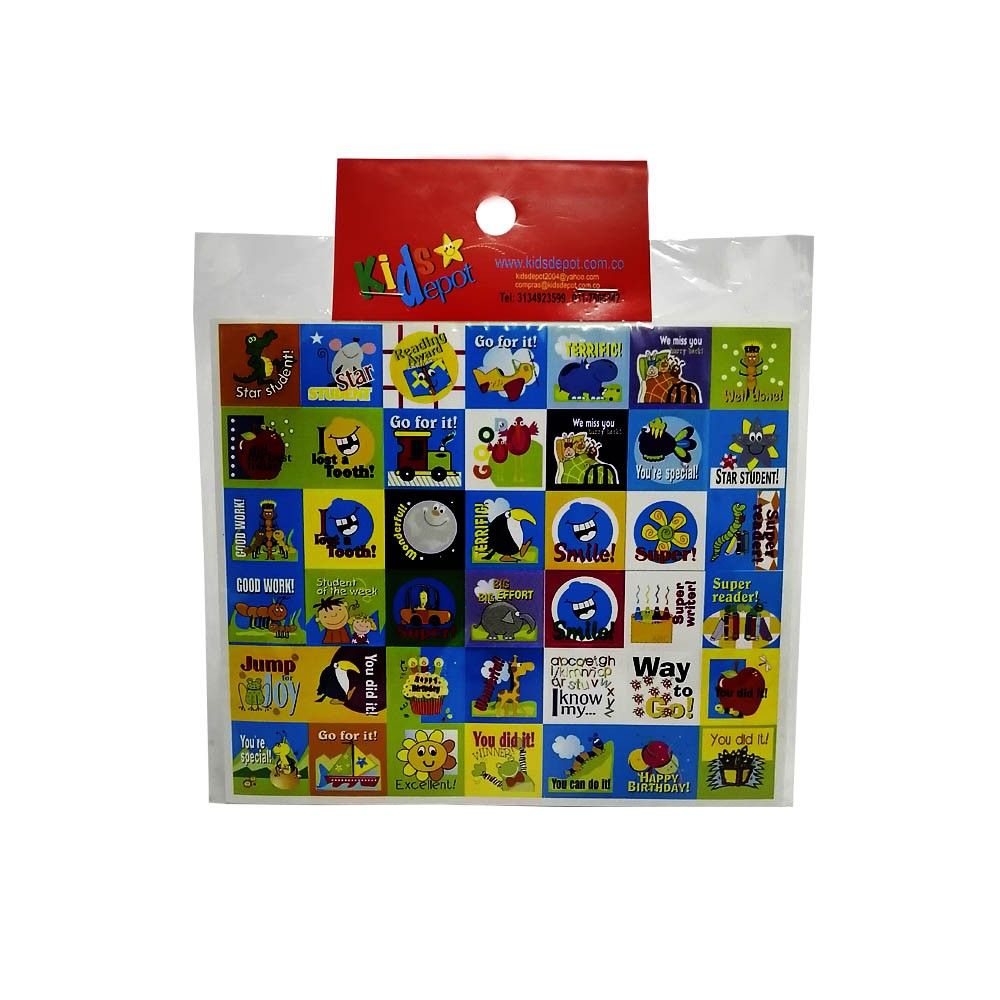 Rótulos Adhesivos Kids Depot Cuadrado Frases Ingles x 168 und