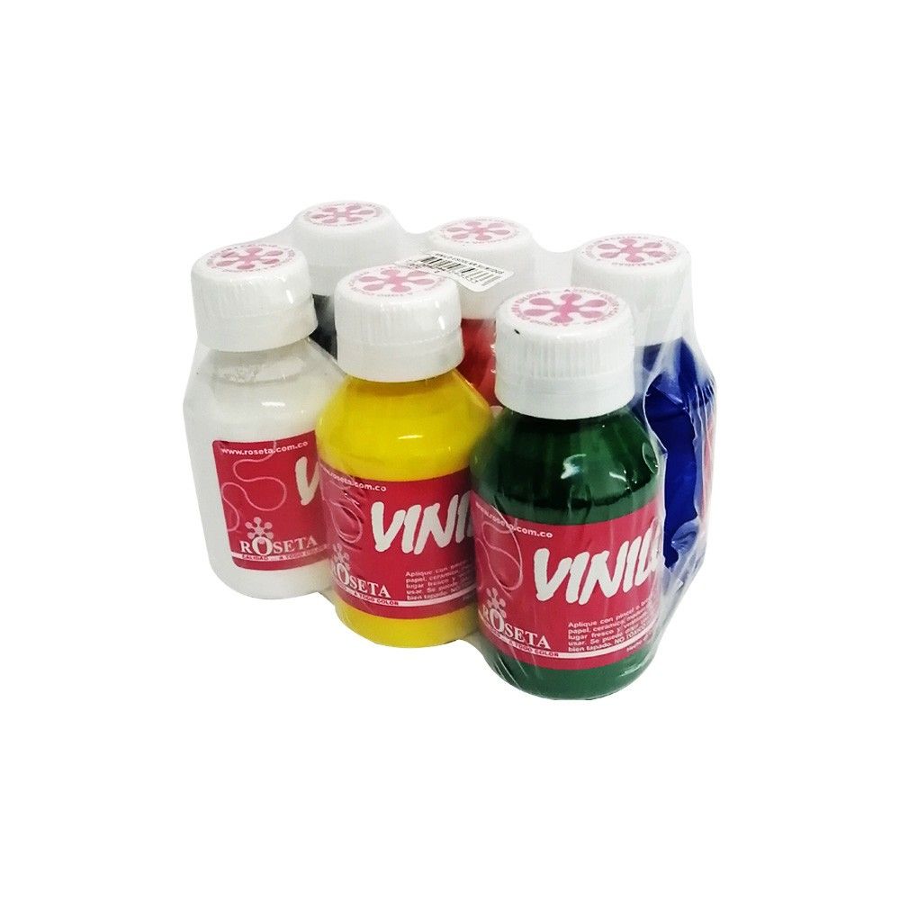 Vinilo Escolar Roseta Colores Surtidos x 6 und 80 cc