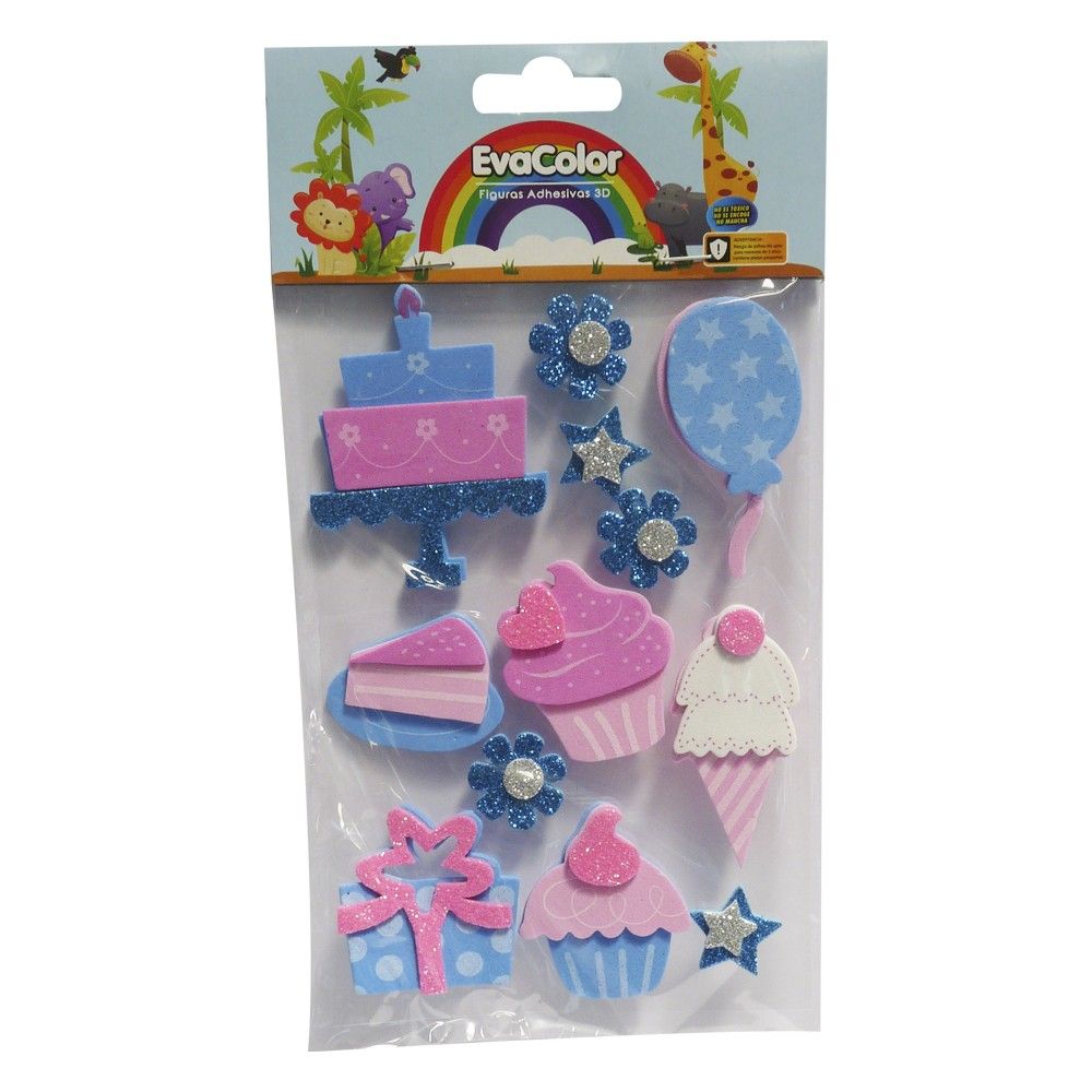 Fomi Figuras Adhesivo Evacolor 3D Motivo Fiesta