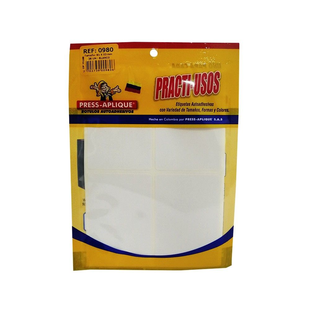 Rótulos Adhesivos Press Aplique 81x53 Referencia 0980