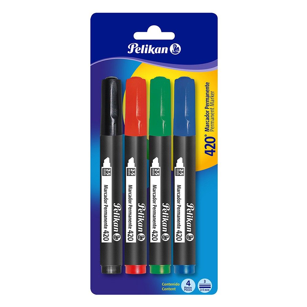 Marcador Pelikan Permanente 420 Surtido 2.5mm  x4 und