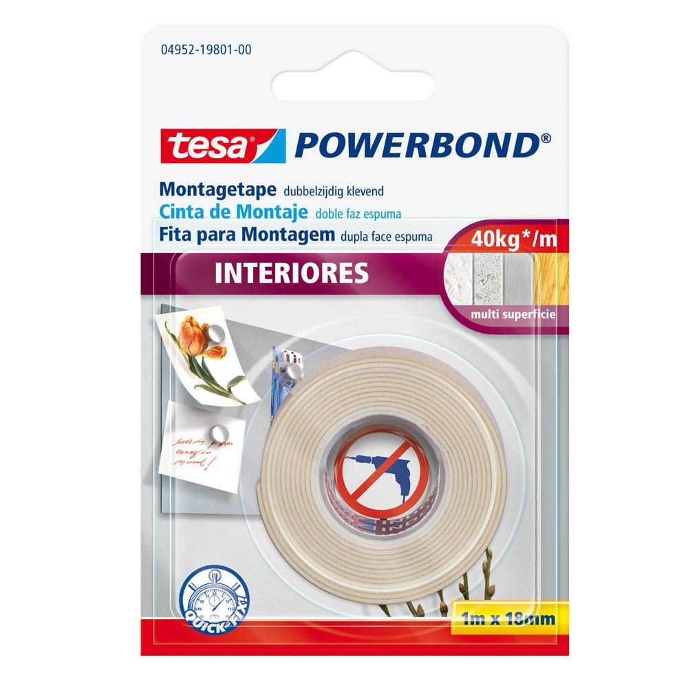 Cinta Doble Faz Tesa Interiotes 1m x 18mm