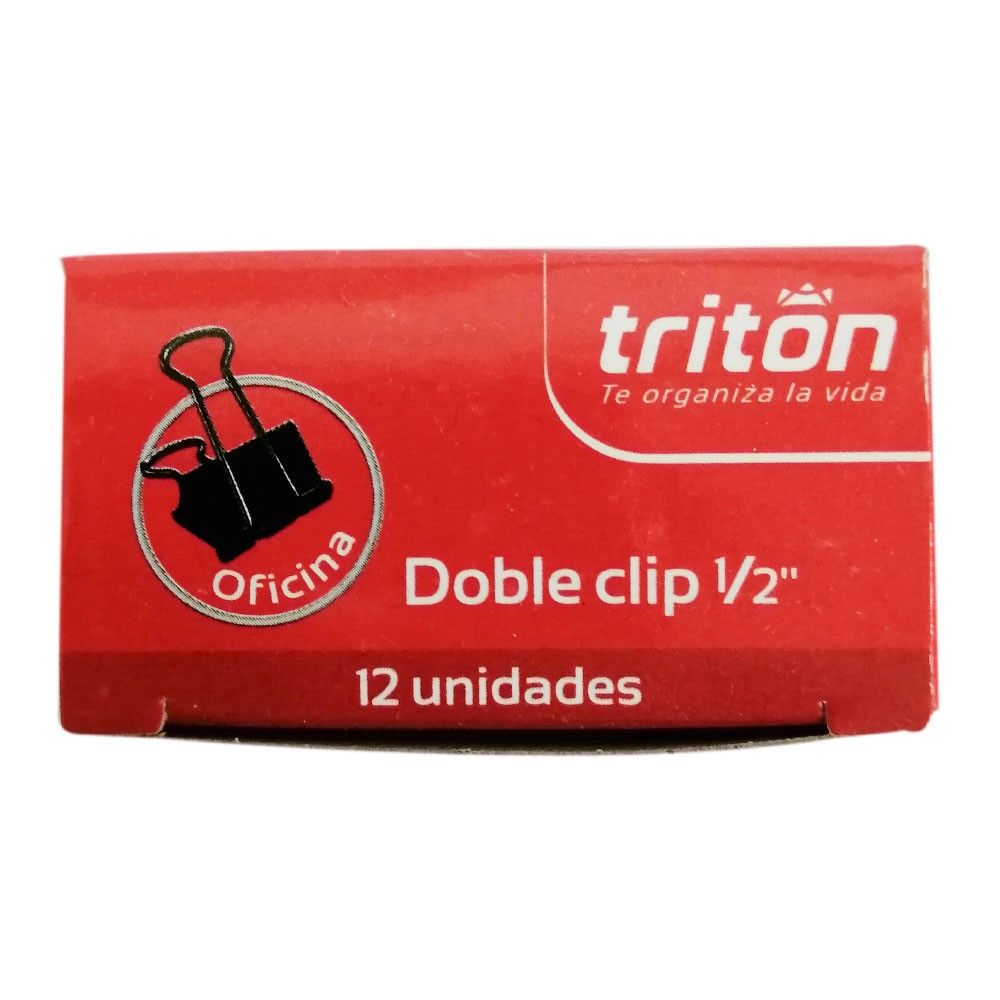 Gancho Triton a Presión Doble Clip Metálico Oficina 1/2 Pulg 12mm x12 und