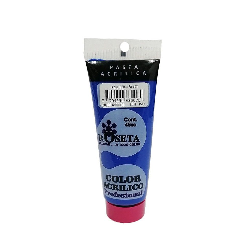 Pintura Acrílica Roseta Tubo Color Azul Ceruleo 45Cc