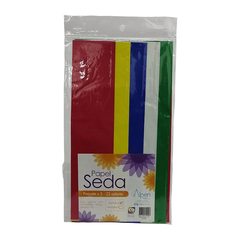 Papel Seda Surtido 50 x 70 cm X 5 und.