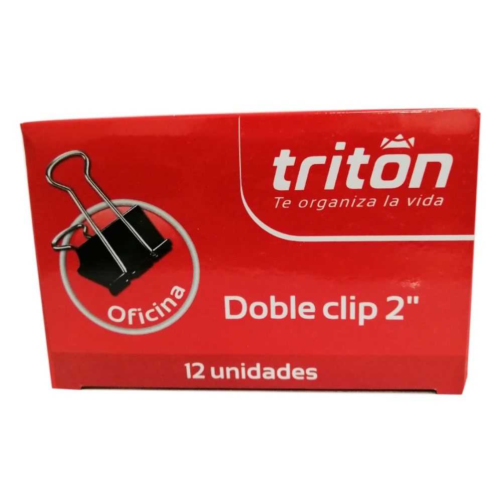 Gancho Triton a Presión Doble Clip Metálico Oficina 2 Pulg 51mm x12 und