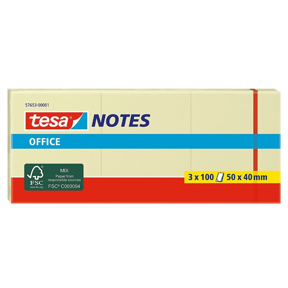 Notas Adhesivas Tesa Oficina Amarillas 50 x 40mm 3 x 100und