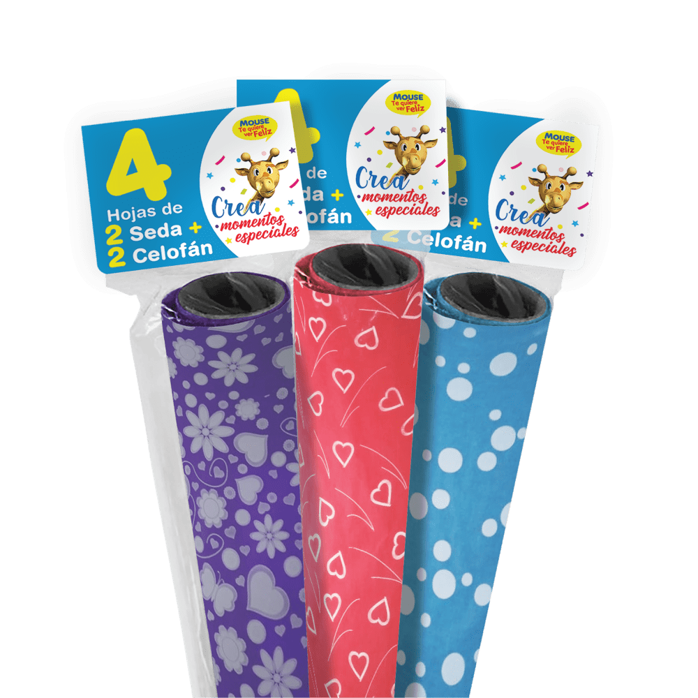 Rollo Mouse 2 pliegos de Papel Seda + 2 Celofán
