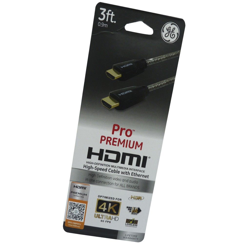 Cable General Electrics Pro Premium HDMI Ultra HD 4K 3ft / 0.9mt