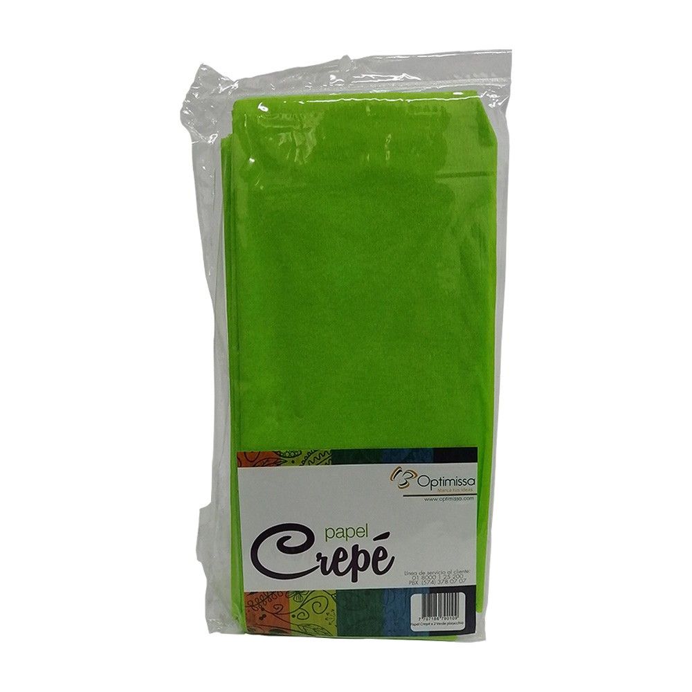 Papel Crepé Verde Pistacho 50 cm x 2 m X 2 und.