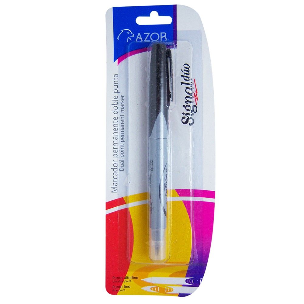 Marcador Azor Permanente de Doble punta Punta Fina / Punta Ultrafina Signal Dúo Negro