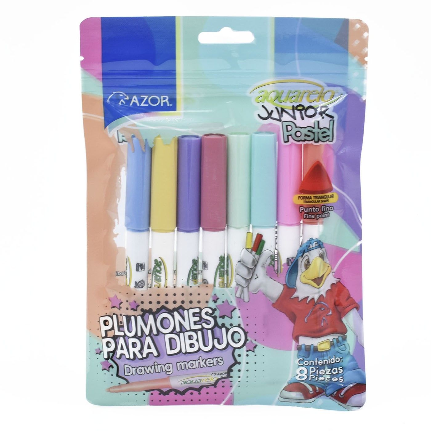 Plumones Lavables Azor Punta Delgada X8 Und