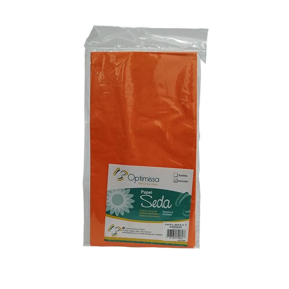 Papel Seda Naranja 50 x 70 cm X 5 und.