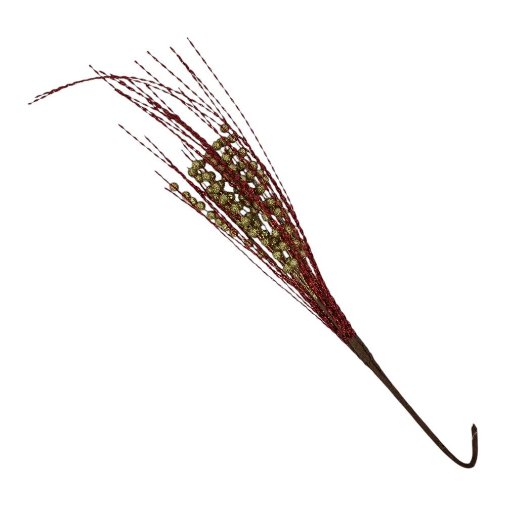 Adorno Flor Espiga 60Cm Rojo - Dorado