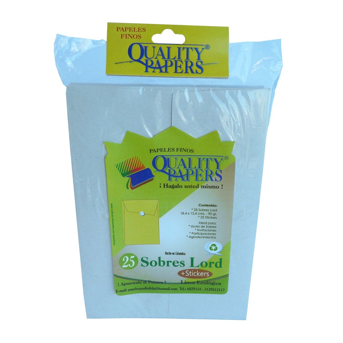 Tarjeta Kimberly Ecológica + Sobres 18.4 x 13.4 cms / 25und