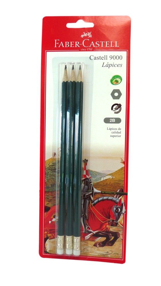 Lápiz Faber Castell 9000 2B x3 und