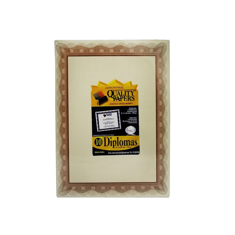 Paquete Papel Diploma Kimberly Color Sepia 10 Hojas