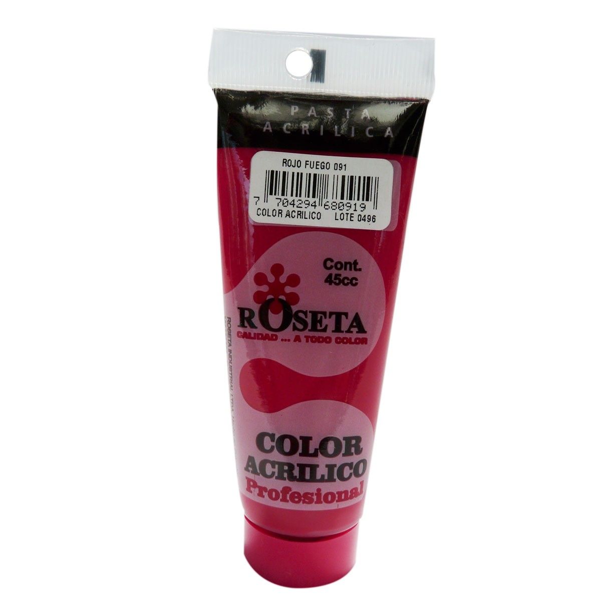 Acrílico Roseta en Tubo Rojo Fuego 45ml